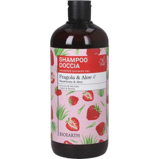 Bioearth Shampoo doccia 2in1 fragola e aloe fronte